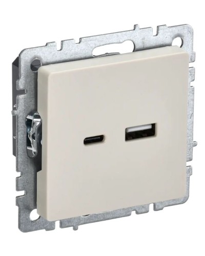 Розетка USB A+C 18Вт РЮ11-1-БрКр бежевый BRITE (BR-U22-018-K10). Розетка USB. IEK в Симферополе