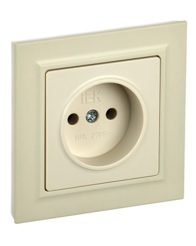 Розетка без з/к РС10-1-0-БрКр бежевый BRITE (BR-R10-10-K10). Розетка без заземления без защитных шторок. IEK в Симферополе