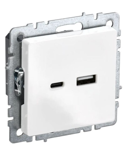 Розетка USB A+C 18Вт РЮ11-1-БрБ белый BRITE (BR-U22-018-K01). Розетка USB. IEK в Симферополе