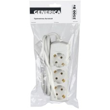 У03 3 места, 3м GENERICA (WYP10-10-03-03-Z-G). Удлинитель 3 места 2P+PE, 3х1 кв.мм, 10А, 250В. IEK