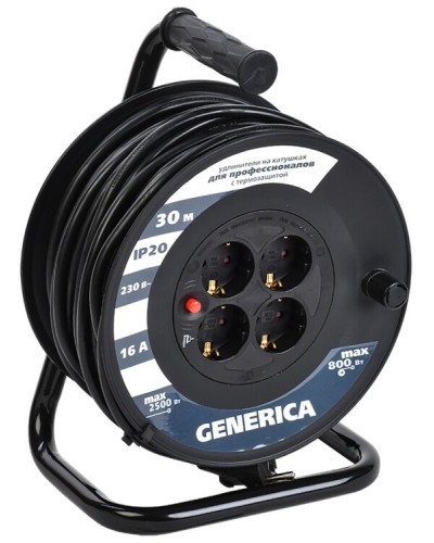 УК20 4 места 2P+PE, 20м GENERICA (WKP20-16-04-20-G). Удлинитель на катушке с термозащитой, 3х1,5кв.мм. IEK в Симферополе