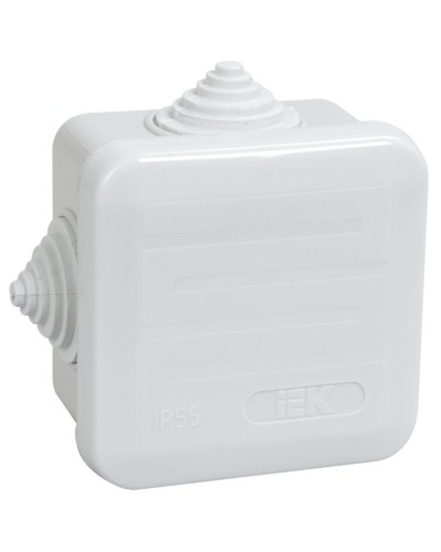 Коробка распаячная КМ41236 70х70х40 открытой проводки IP44 4 гермоввода серая (UKOZ11-070-070-040-K41-44). Коробка распаячная безгалогенная (HF) с защелкивающейся крышкой. IEK в Симферополе