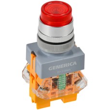 Кнопка D7-11DNZS d=22мм красная GENERICA (BBT50-11DNZS-3-11-K04-G). Кнопка управления с подсветкой и фиксацией. IEK