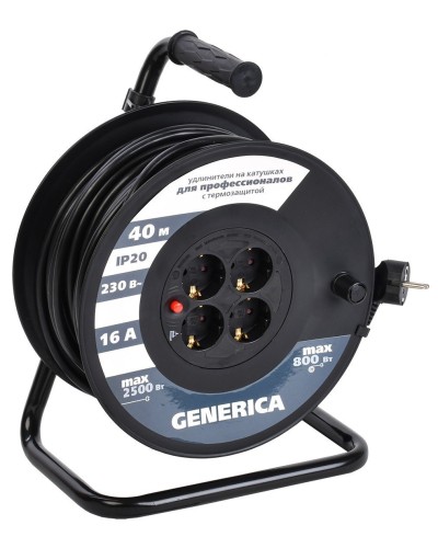 УК40 4 места 2P+PE, 40м GENERICA (WKP20-16-04-40-G). Удлинитель на катушке с термозащитой, 3х1,5кв.мм. IEK в Симферополе