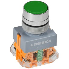 Кнопка D7-11T d=22мм зеленая GENERICA (BBT50-11T-3-21-K06-G). Кнопка управления с фиксацией. IEK