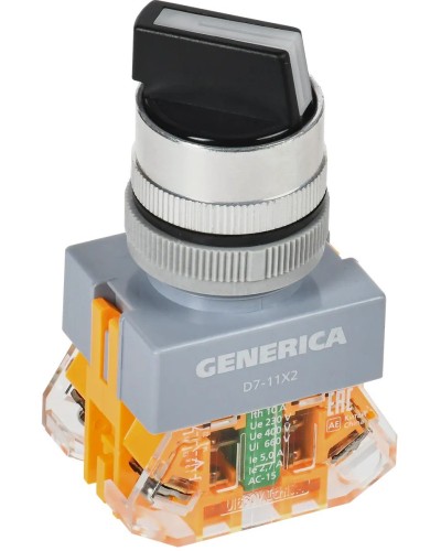 Переключатель D7-11X2 на 2 положения черный GENERICA (BSW50-11X2-3-21-2-K02-G). Переключатель. IEK в Симферополе