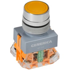 Кнопка D7-11T d=22мм желтая GENERICA (BBT50-11T-3-21-K05-G). Кнопка управления с фиксацией. IEK
