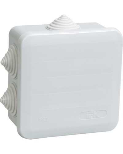 Коробка распаячная КМ41255 100х100х50 открытой проводки IP44 6 гермовводов серая (UKOZ11-100-100-050-K41-44). Коробка распаячная безгалогенная (HF) с защелкивающейся крышкой. IEK в Симферополе