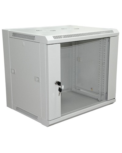 Шкаф телекоммуникационный 19 настенный 9U 600×450×500 мм (ШxГxВ) - передняя дверь стекло, боковые стенки съемные (разобранный) RAL 7035 (04-2201). Шкаф телекоммуникационный 19 настенный 9U. Rexant в Симферополе