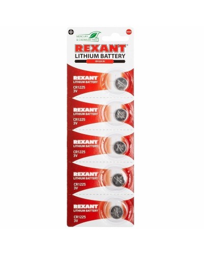 Литиевые батарейки CR1225 3 V 48 mAh (30-1103). Элемент питания. Rexant в Симферополе