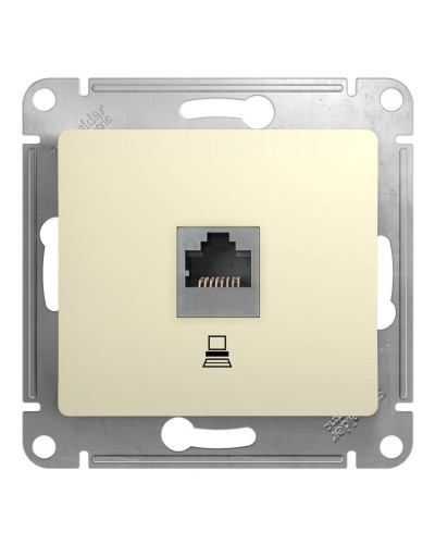 Glossa розетка RJ45 1-местная, кат. 5Е, скрытой установки, механизм, бежевый (GSL000281K). Розетка компьютерная. Systeme Electric в Симферополе