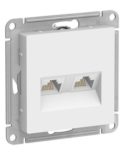 AtlasDesign розетка RJ45+RJ45, 2-местная, скрытой установки, механизм, белый (ATN000185). Розетка компьютерная. Systeme Electric в Симферополе