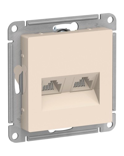 AtlasDesign розетка RJ45+RJ45, 2-местная, скрытой установки, механизм, бежевый (ATN000285). Розетка компьютерная. Systeme Electric в Симферополе