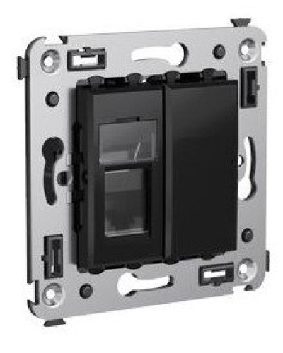Розетка RJ-45 в стену Avanti одинарная черный квадрат (4402463). Розетка компьютерная. ДКС в Симферополе