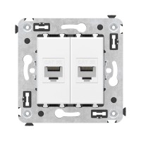 Розетка RJ-45 в стену, кат.5E, Avanti, двойная, белое облако (4400664). Розетка компьютерная. ДКС
