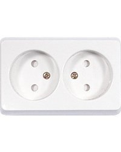 Розетка двойная открытой установки без з/к, бежевый, LK Standard (813601). Розетка без заземляющих контактов с защитными шторками. Экопласт в Симферополе