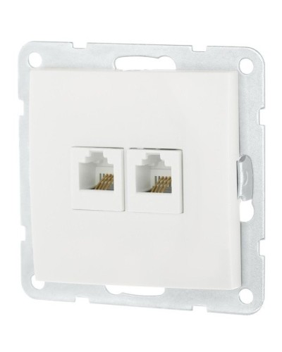 Розетка телефонная двойная 2xRJ-12 с накладкой, белый LK60 (865604-1). Розетка телефонная. Экопласт в Симферополе