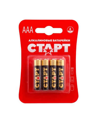СТАРТ LR03-BL4 (1,5 В, AAA, LR03), упак. 4 шт. БЛИСТЕР. Алкалиновые батарейки. СТАРТ в Симферополе